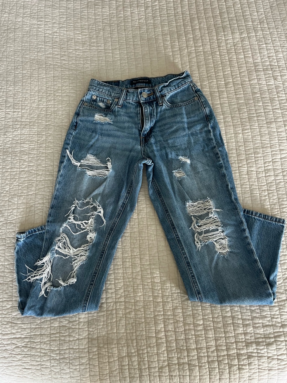 Distressed Light Blue Mom Jeans